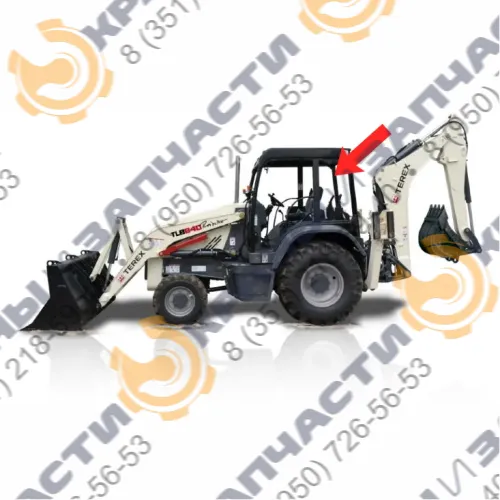 Стекло 1226х856 мм кузовное, гнутое, заднее левое (закаленное) T100029, T123603 для экскаватора-погрузчика Terex TLB840, TLB890, TLB890