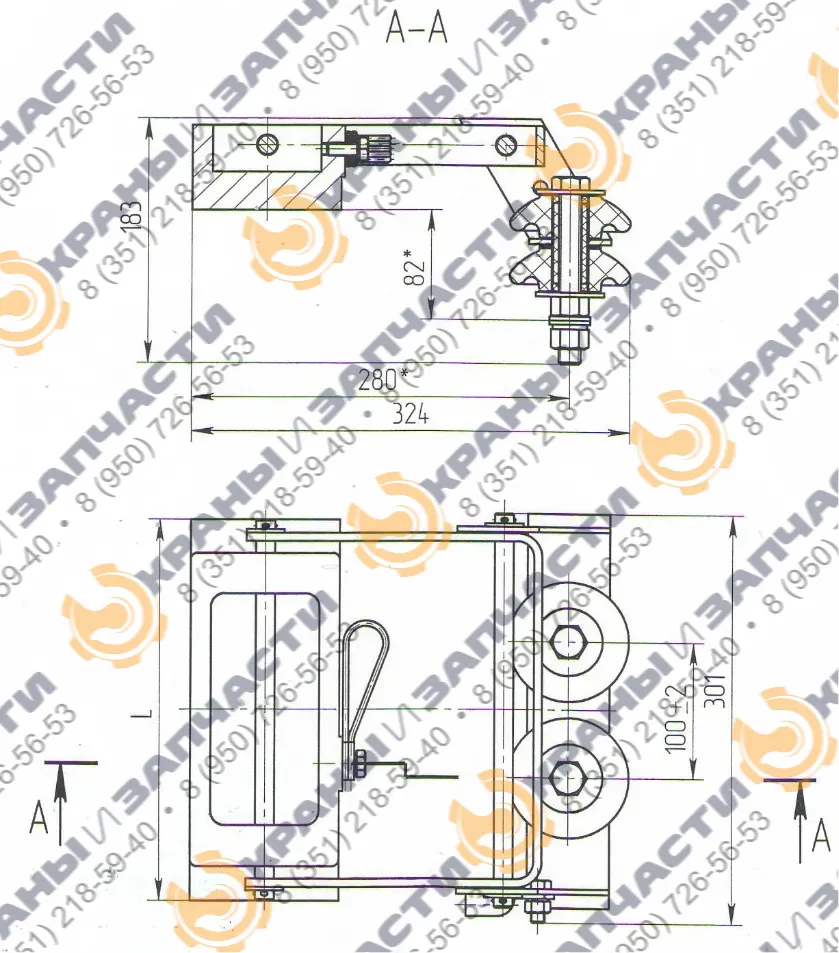 Токоприемник ТКН-9А-1М - чертеж 1