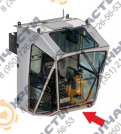 Стекло кабины мобильного ПК «Liebherr» лобовое нижнее (пол.) 