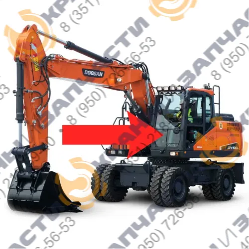 Стекло лобовое нижнее (триплекс) 903-00049 для экскаватора Doosan DX190, 225, 300NLCV