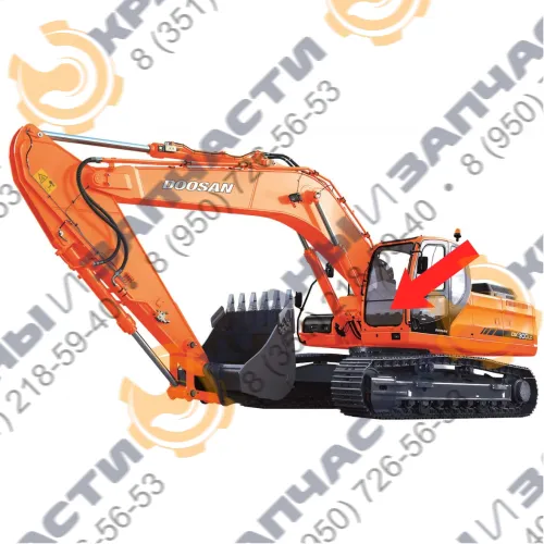 Стекло лобовое нижнее ( закаленное) 903-00074A для экскаватора Doosan DX300LCA