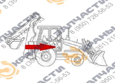 Стекло дверное нижнее левое / правое (закаленное) для экскаватора-погрузчика Case 580ST, 580T