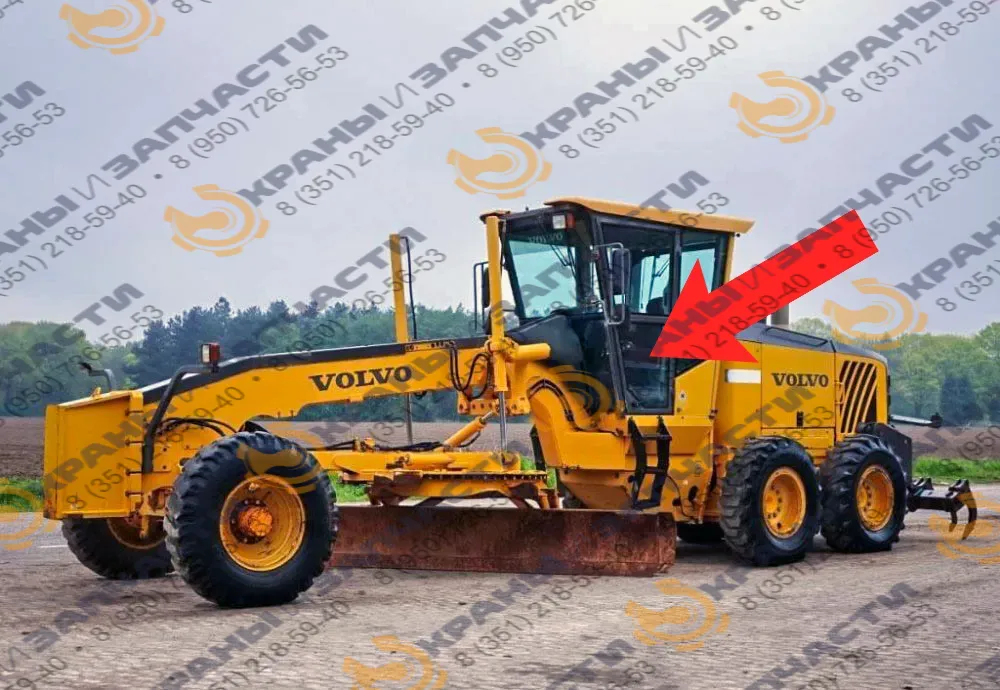 Стекло дверное нижнее левое (закаленное) для автогрейдера Volvo G976