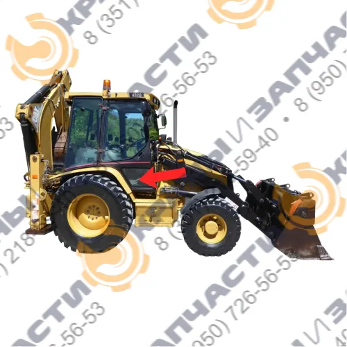 Стекло дверное нижнее правое (закаленное) для экскаватора-погрузчика Caterpillar 428d, 432d