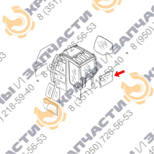 Cтекло заднее для экскаватора John Deere 75C, 80C, 135C RTS, 225 CLC RTS