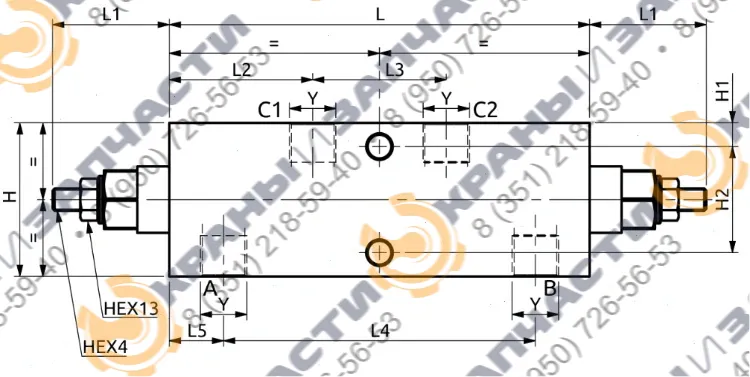 Двухсторонний балансировочный клапан A070461.02.00 HBS - чертеж 2
