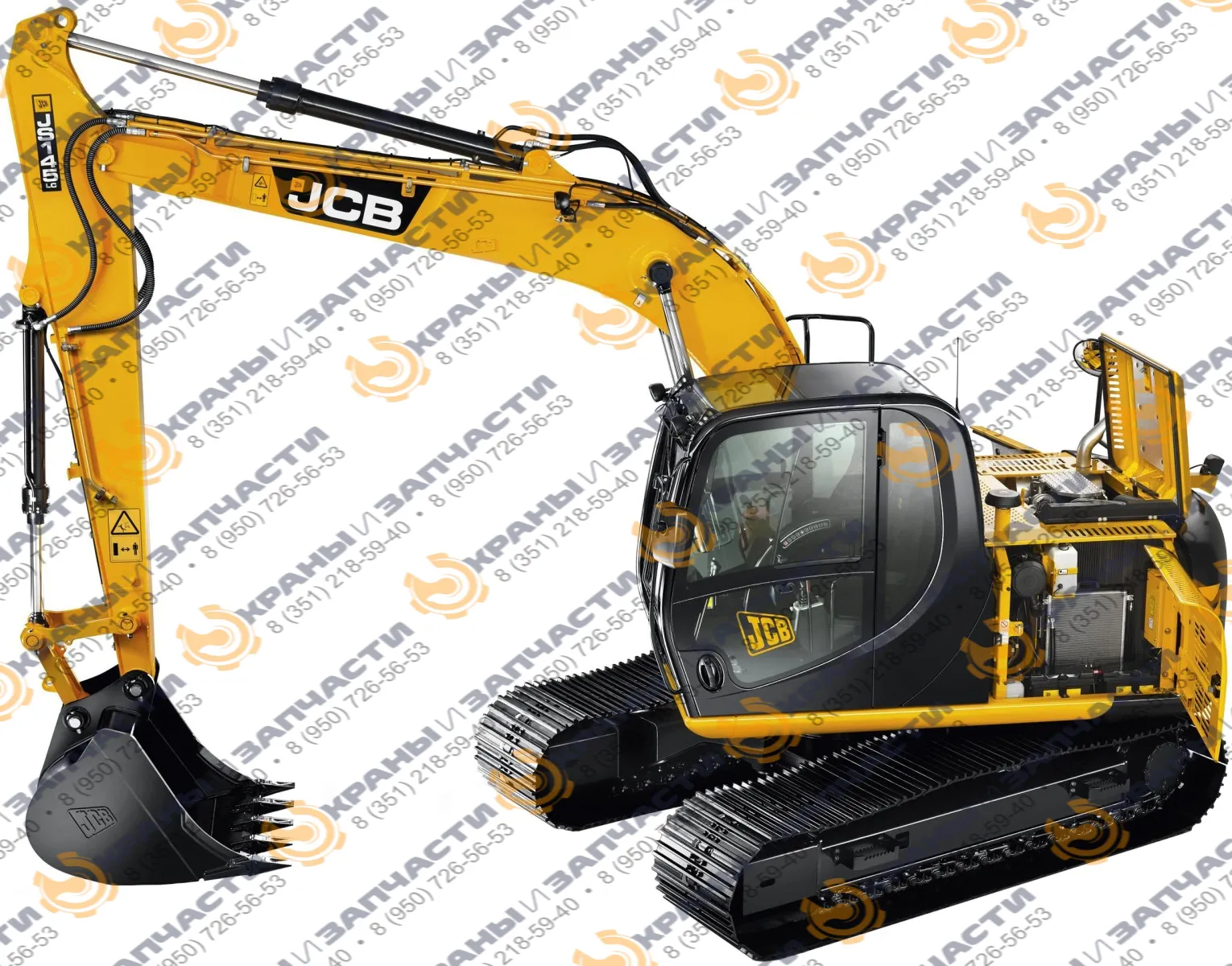 Стекло дверное левое нижнее (закаленное) JHN0175 для экскаватора JCB JS145, 160, 220, 330 1997