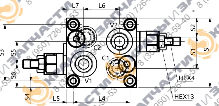 Двухсторонний балансировочный клапан B070481.33.00 HBS - чертеж 3