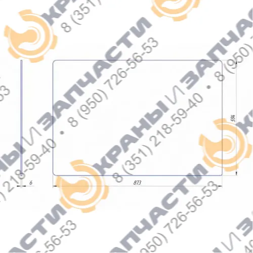 Стекло заднее 312-20-02.00.003 873х594 экскаватора ЕК-12, ЕК-14, ЕК-18, ЕК-20, ЕТ-14, ЕТ-16, ЕТ-18, ЕТ-25