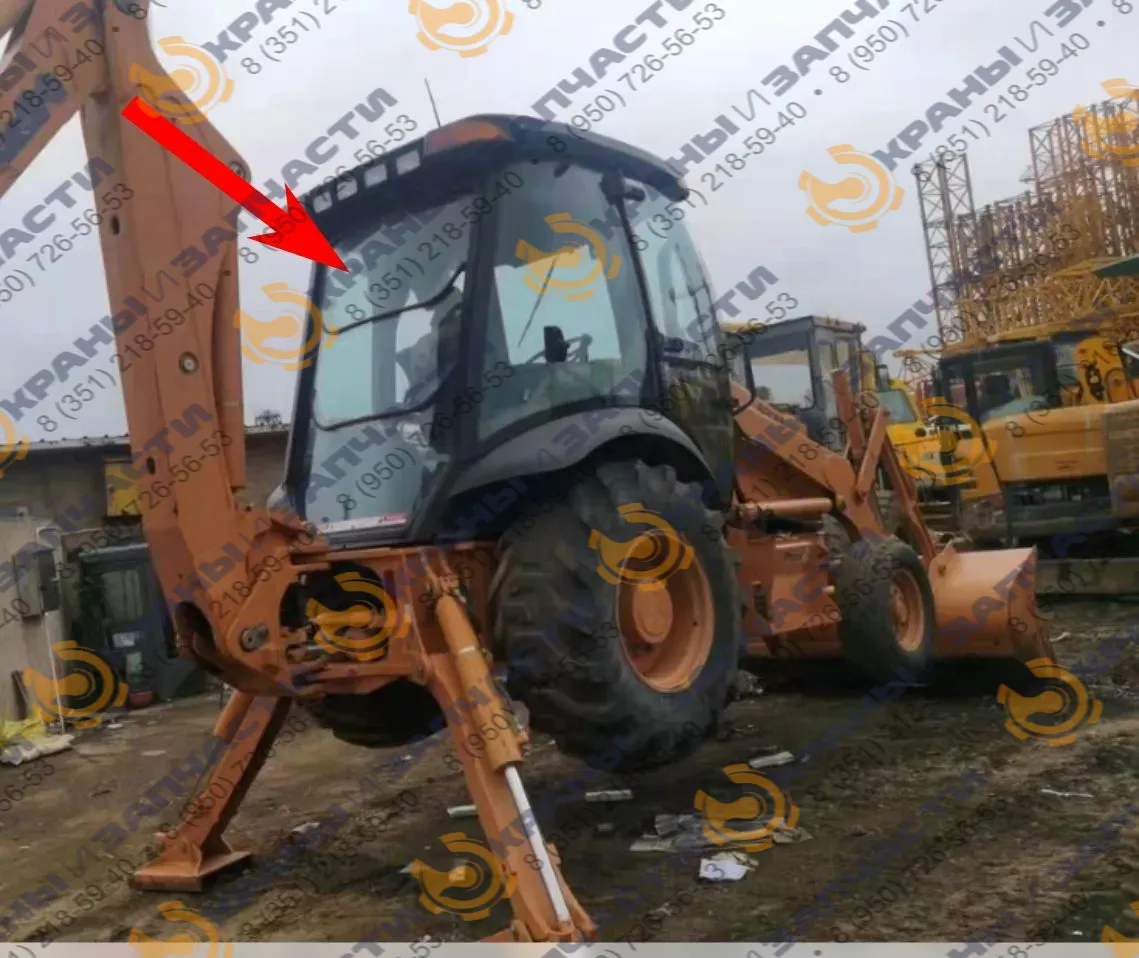 Стекло заднее верхнее (закаленное) для экскаватора-погрузчика Case 580M