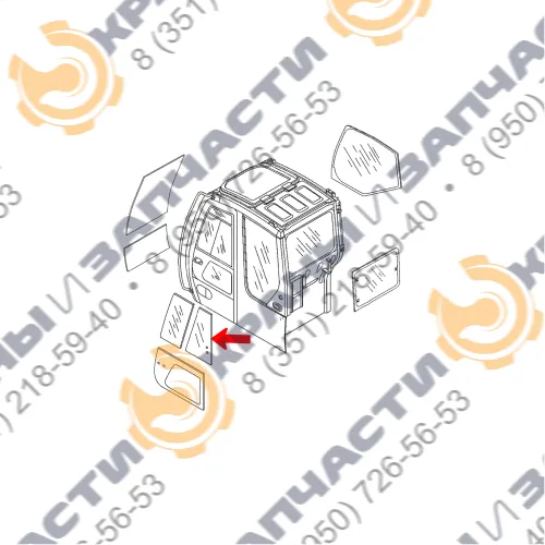 Cтекло двери верхнее слайдер для экскаватора John Deere 75C, 80C, 135C RTS, 225 CLC RTS