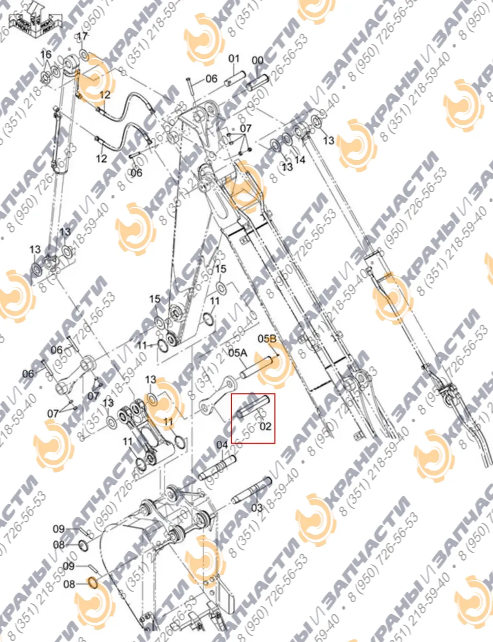 Палец трапеция-гидроцилиндр ковша 3076951, 3076951-ML Hitachi ZX70/ZX80 EX60/EX70/EX80