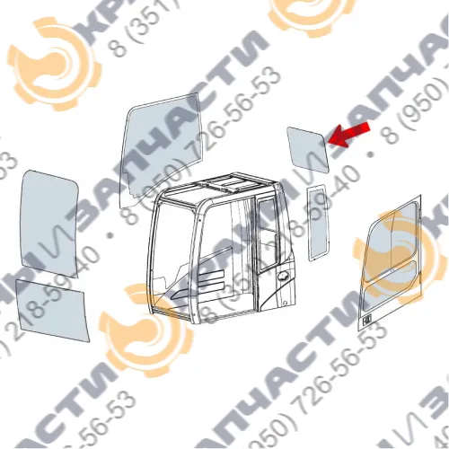Стекло заднее под резинку редкая кабина (закаленное) для экскаватора Caterpillar 320DL, 324DL, 325DL, 329DL, 336DL, 320EL, 324EL, 325EL, 329EL, 336EL