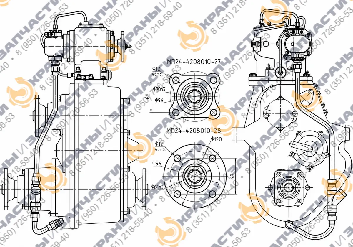 Коробка отбора мощности МП24-4208010-27 - чертеж 1