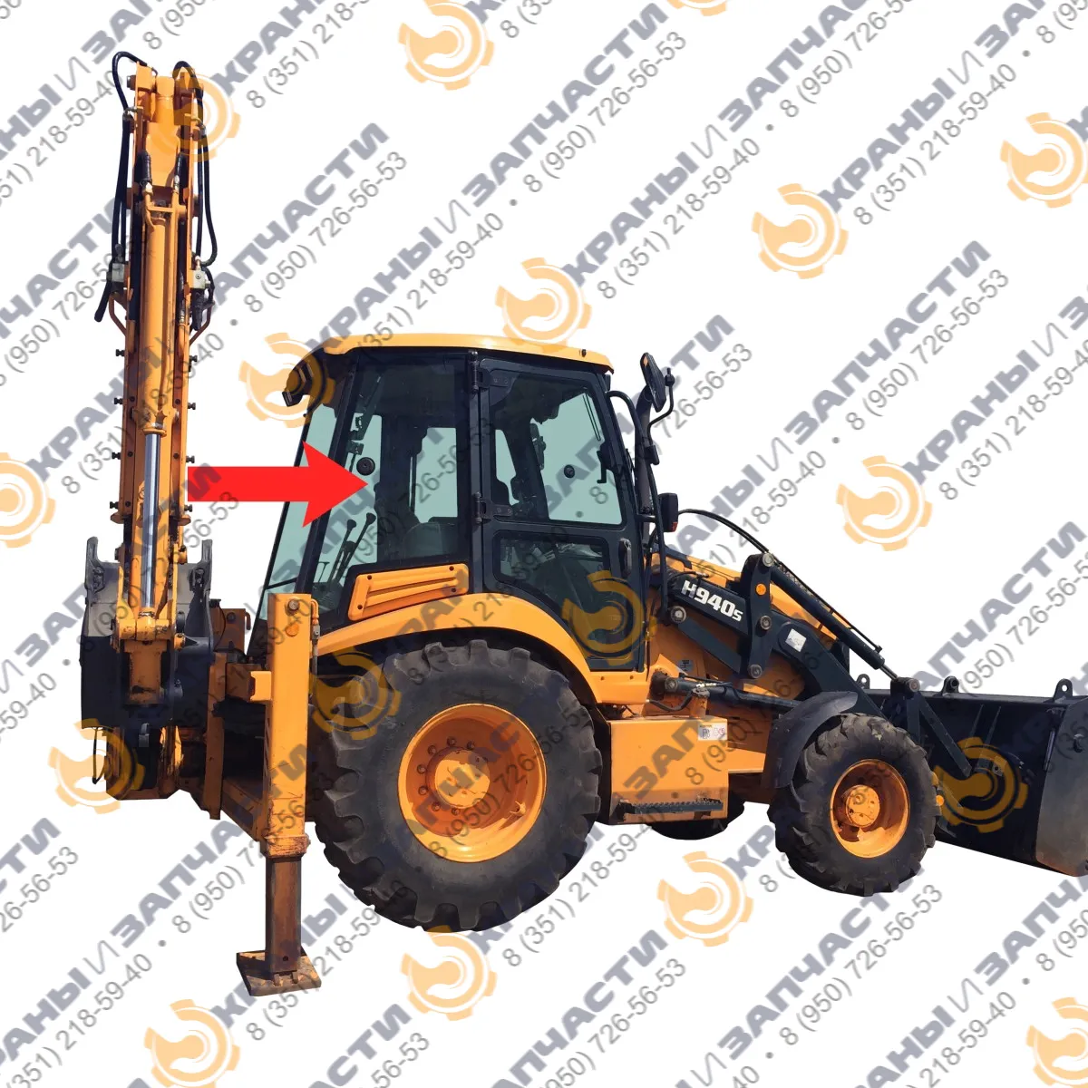 Стекло кузовное правое (закаленное) 71U6-01253 1595*751, 5 мм зеленое для экскаватора-погрузчика Нуundai H940s