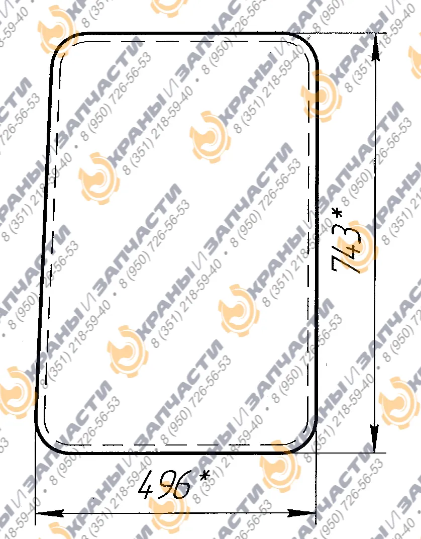 Стеклопакет ТМ10.59.300 СБ (743x496) кабины бульдозера ТМ 10