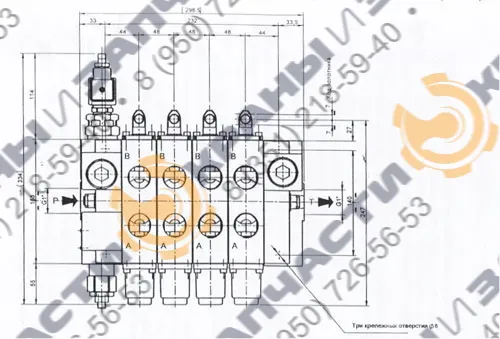 Чертеж Гидрораспределитель Q160/4E 130040603016000 Galtech автокрана Галичанин  