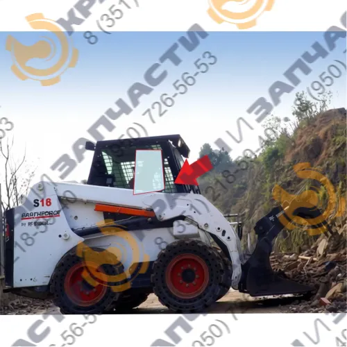 Стекло боковое правое подвижная форточка мини-погрузчика Bobcat Earthforce S18, S16 сталинит