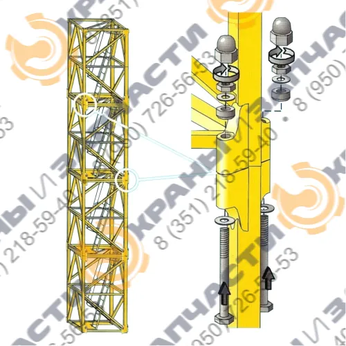 Болт DIN 931 для крепления секций стрелы, секций башни башенного крана LIEBHERR-112ЕСН