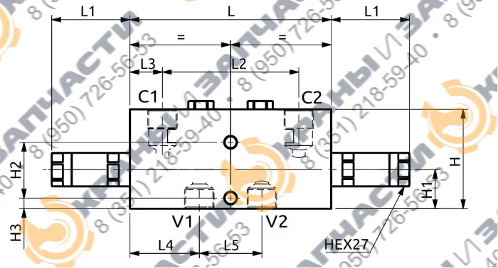 Двухсторонний балансировочный клапан B070600.01.00 HBS - чертеж 2