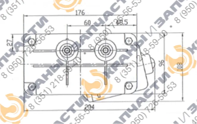 Моторчик стеклоочистителя ZD2530-90EH автокранов Галичанин КС-55713, КС-55715-1, КС-55729В, КС-65713-1, КС-65721 - чертеж 2