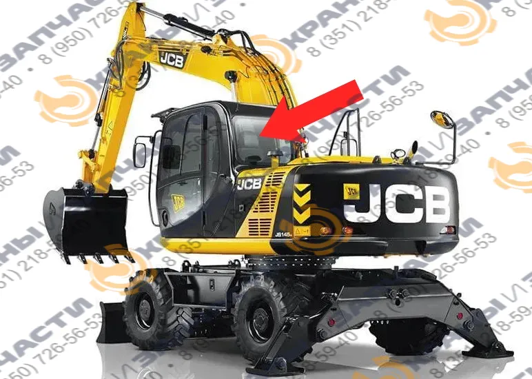 Стекло заднее (закаленное) для экскаватора JCB JS145, 160, 220, 330 1997