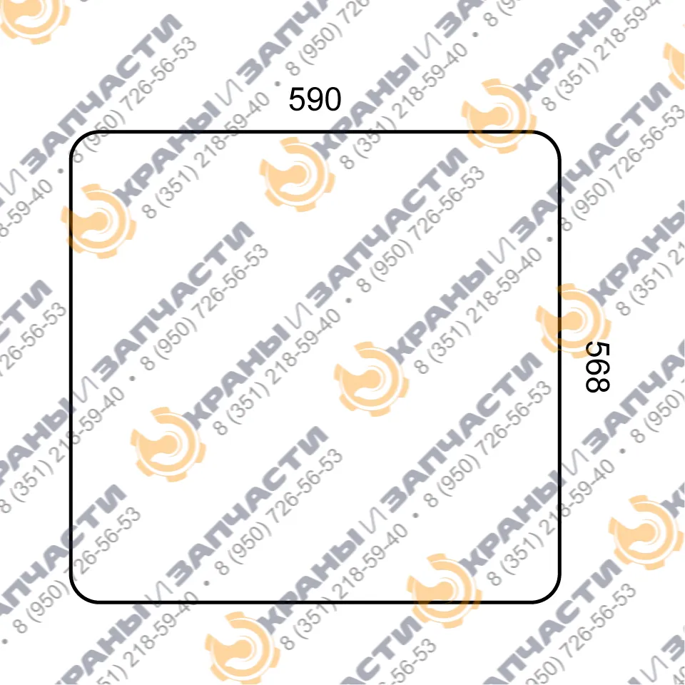 Стекло боковое большое трелевочного трактора ТЛТ-100 590х568 - чертеж 1