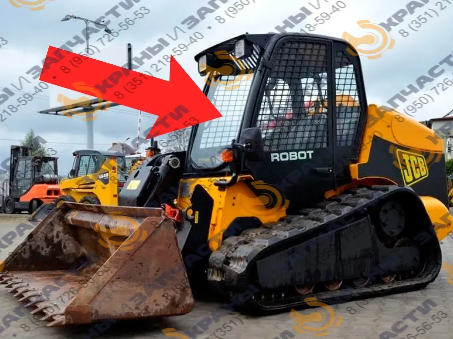 Стекло лобовое (закаленное) для мини-погрузчика JCB 1110Т, Robot 160, 180, 190, 220