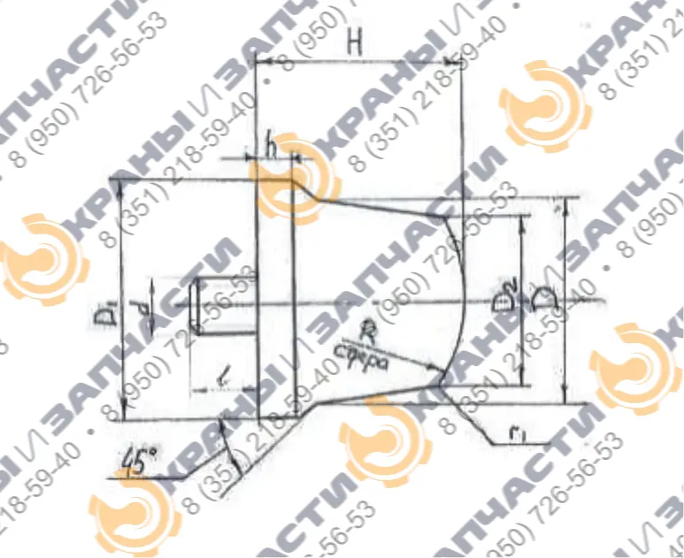 Буфер БР-60 со шпилькой - чертеж 1