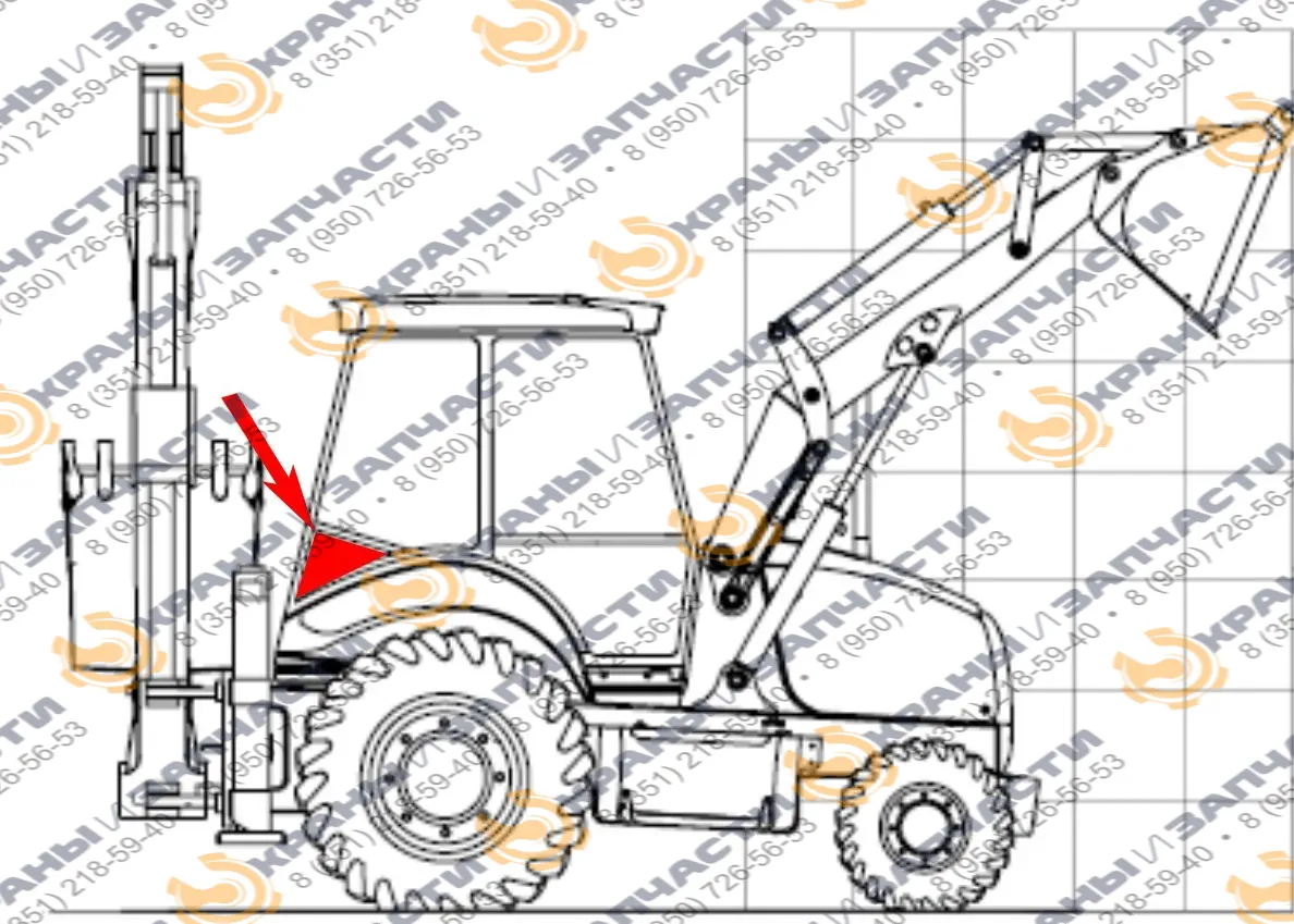 Стекло кузовное нижнее правое треугольник (закаленное) для экскаватора-погрузчика Case 580ST
