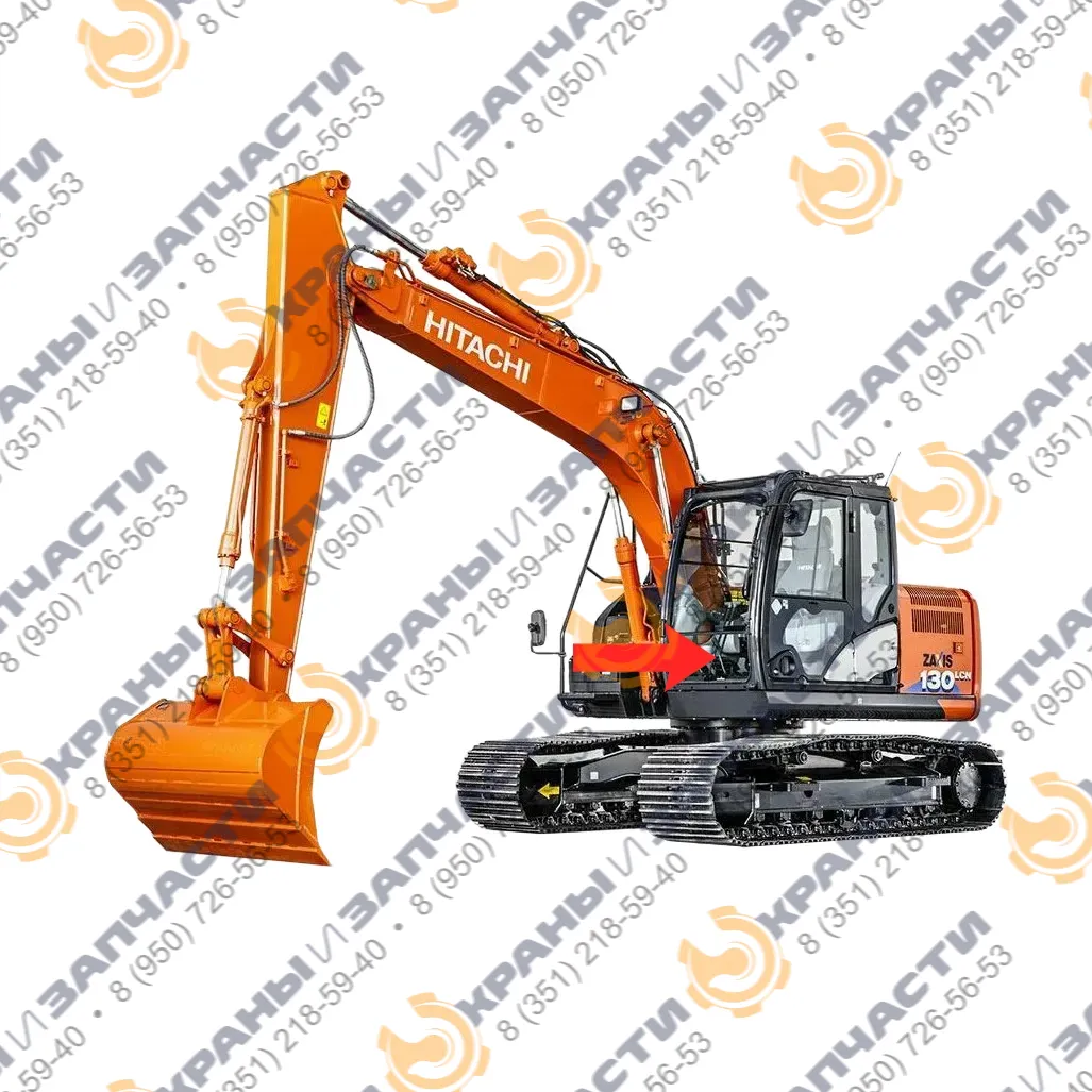 Стекло лобовое нижнее с шелкографией (закаленное) 4448307 для экскаватора Hitachi ZaxisZX130, 140, 160, 180, 225, W1
