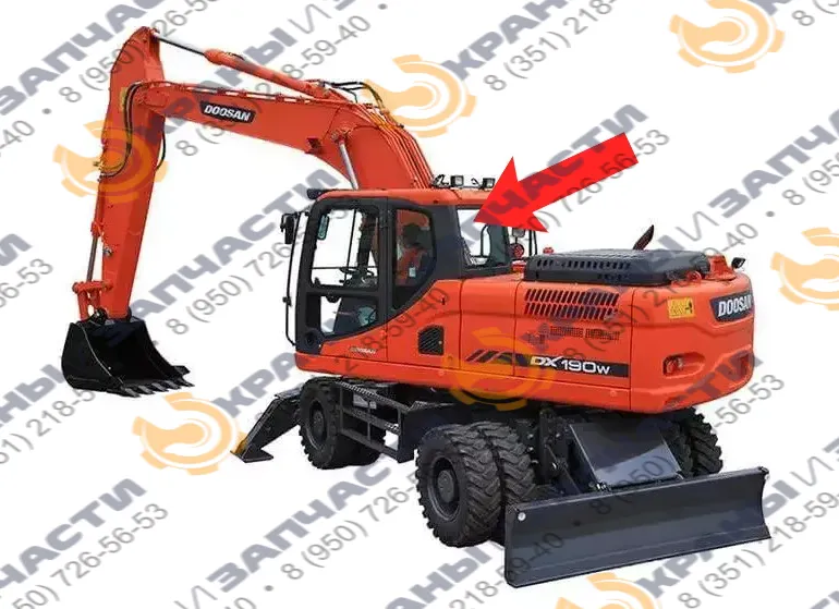 Стекло заднее (закаленное) для экскаватора Doosan DX190, 225, 300NLCV