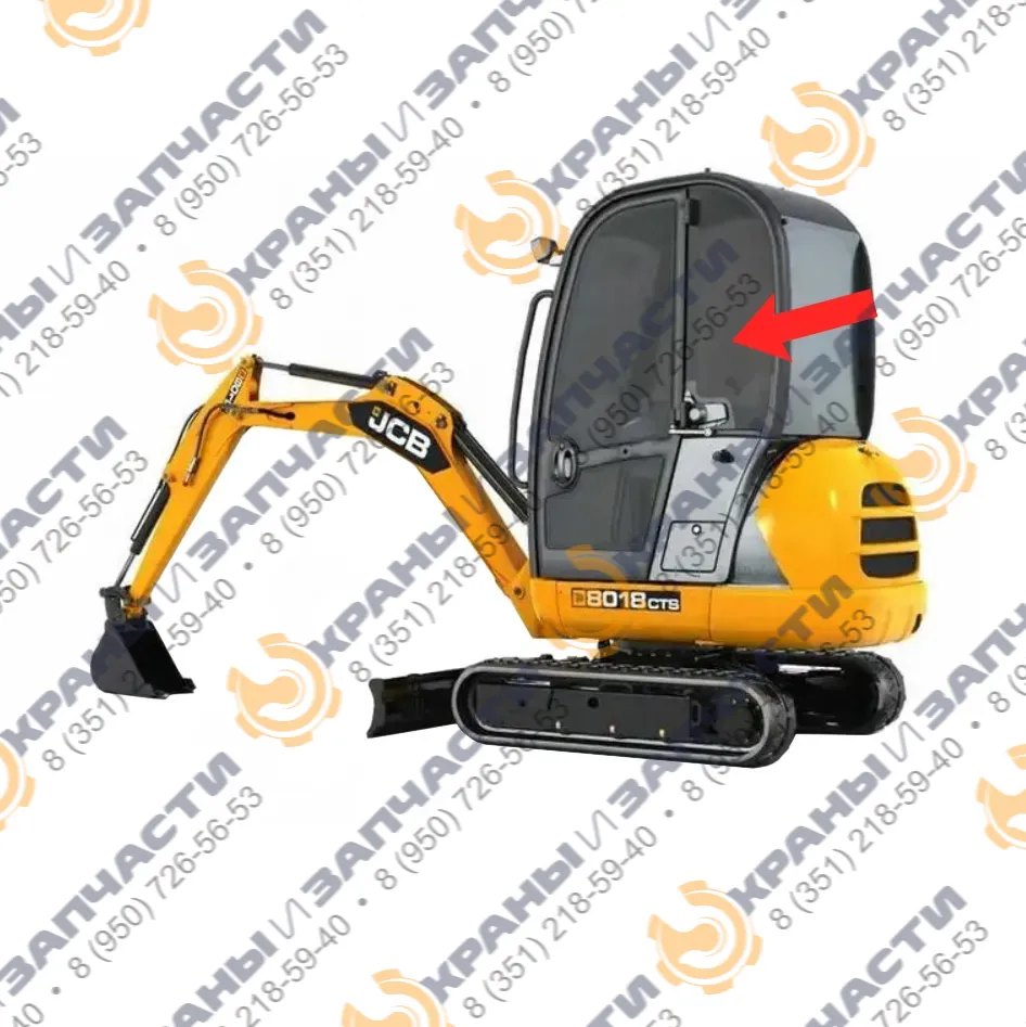 Стекло кузовное заднее левое (закаленное) для мини-экскаватора JCB 8018cts