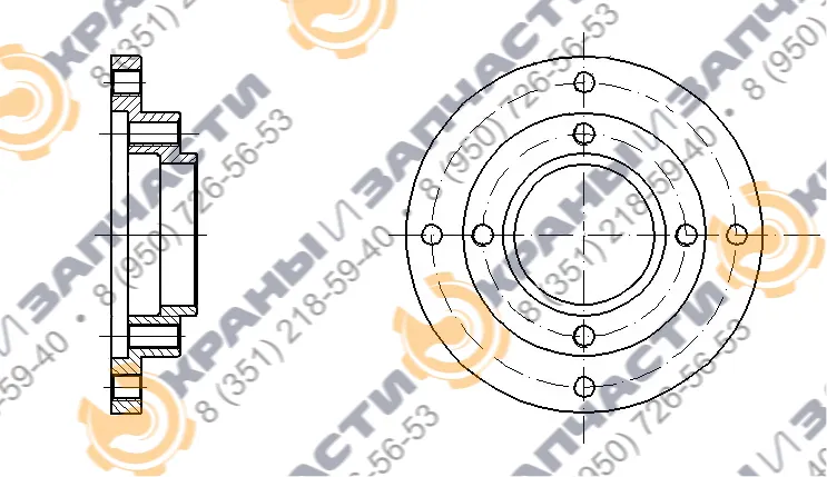 Втулка КС-3577.28.096 редуктора, механизма поворота автокрана Ивановец КС-3577, КС-45717  - чертеж 1