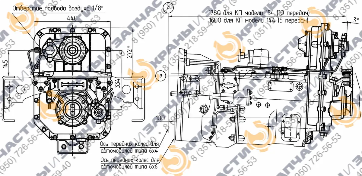 Коробка отбора мощности МП28-4206010-10 - чертеж 1