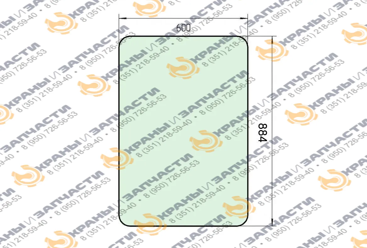 Стекло боковое 251.17.00.029 (881х597-6) гусеничного крана ДЭК-251