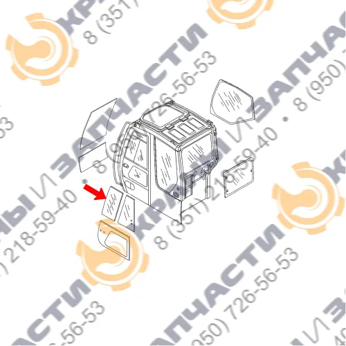 Cтекло двери верхнее глухое для экскаватора John Deere 75C, 80C, 135C RTS, 225 CLC RTS