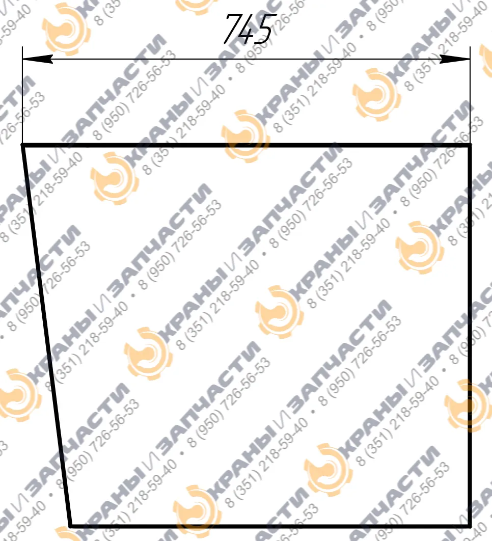 Стекло боковое верхнее CIB 1250.063A (735x635) 10мм кабины козлового крана