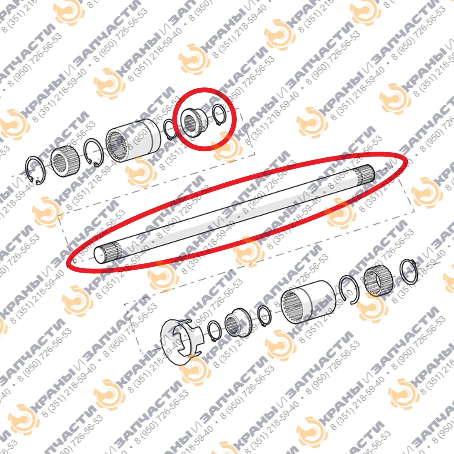 Комплект вала 808030 тали МТ305, MT308, высота подъема Н2