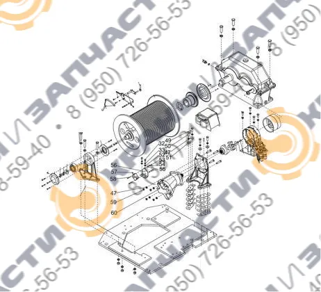 Чертеж Лебедка грузовая МКТ-25.1065.33.00.00 автокрана Ульяновец МКТ-16, МКТ-20, МКТ-25, МКТ-30, МКТ-40, МКТ-50 МКАТ-16, МКАТ-20, МКАТ-25, МКТБ-30