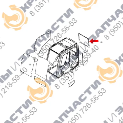 Стекло заднее (закаленное) для экскаватора John Deere lc200d, lc240d, lc260d, lc300d, lc330d, lc360d