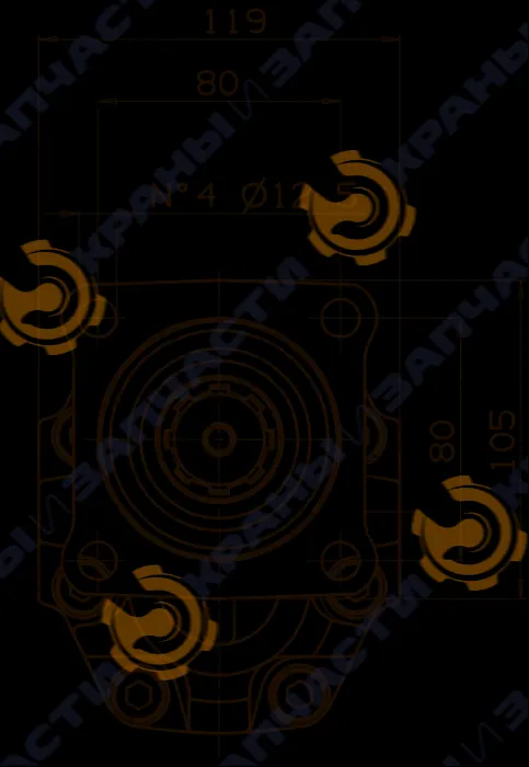 Чертеж Шестеренный насос NPH-61 ISO SX OMFB 10501110628  