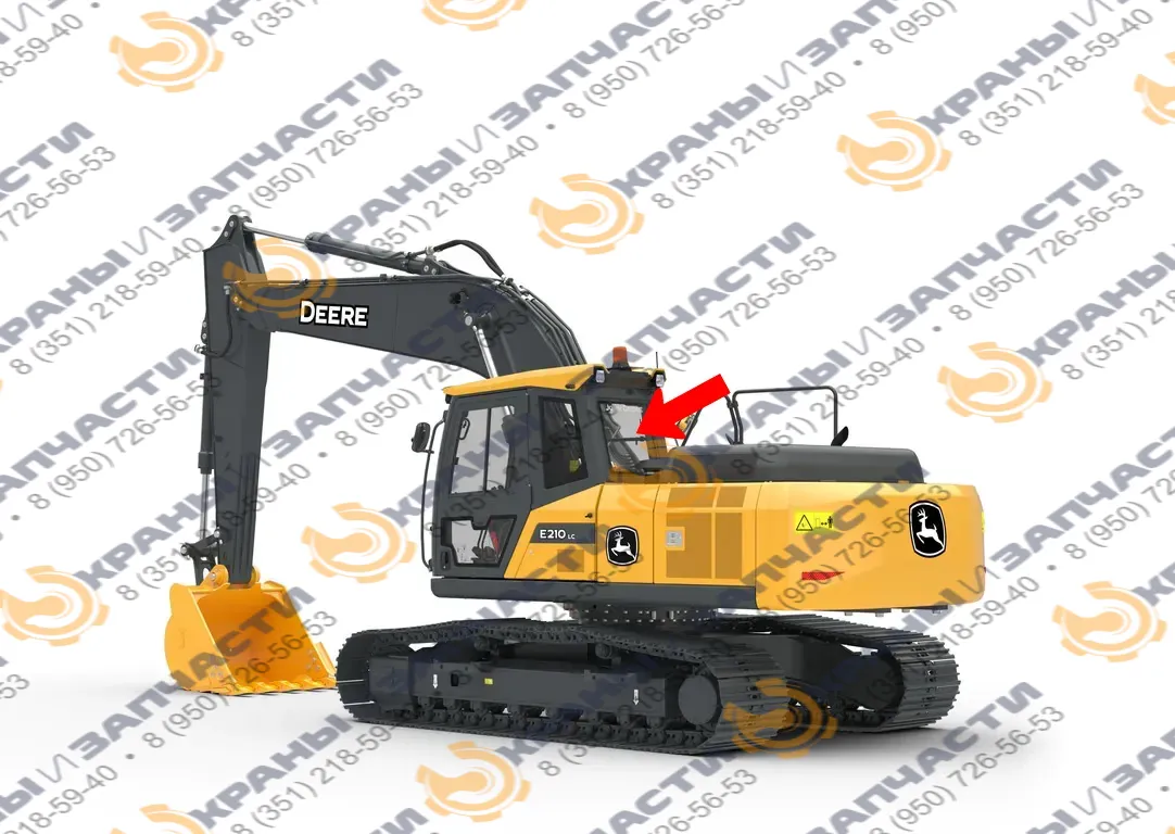 Стекло заднее (закаленное) для экскаватора John Deere e210lc, е240lc, e260lc, e300lc, e330lc, e360lc