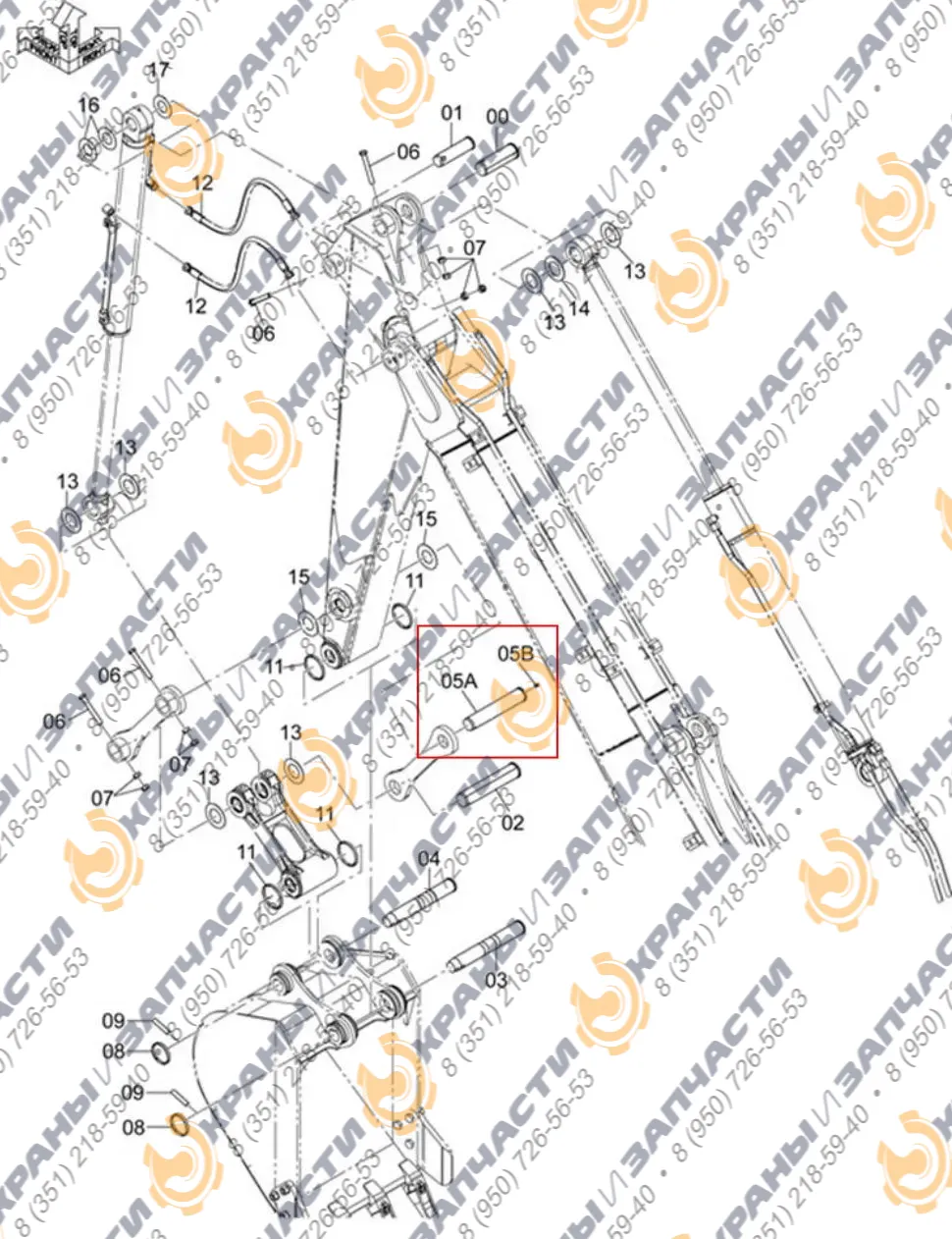 Палец трапеция-рукоять 3076948, 3076948-ML Hitachi ZX70/ZX80 EX60/EX70/EX80