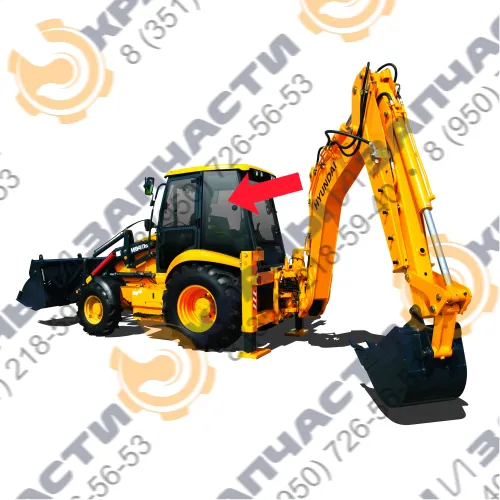 Стекло кузовное левое оригинал (закаленное) 971U6-01244 1599*785 для экскаватора-погрузчика Нуundai H940s