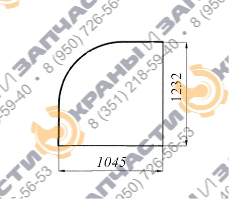 Чертеж Стекло левое боковое КМК 1.01-5403011 (600х300) для автокрана Машека (новая кабина) КС-55727