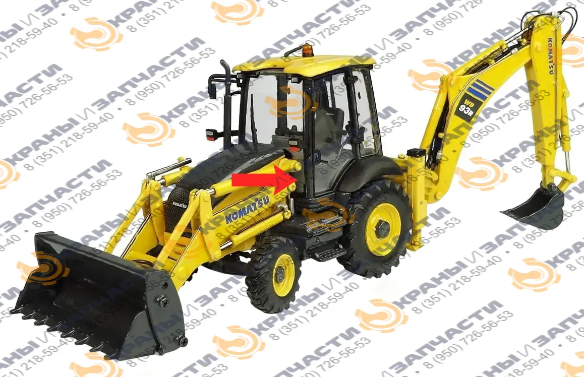 Стекло лобовое нижнее левое оригинал (закаленное) 42N-54-13310 для экскаватора-погрузчика Komatsu WB93R-5, WB97R-5 2006