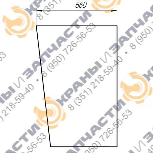 Стекло боковое верхнее CIB 1250.064A (680x1015) 10мм кабины козлового крана