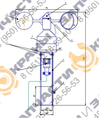 Анемометр сигнальный АСЦ-3ПМ - чертеж 1