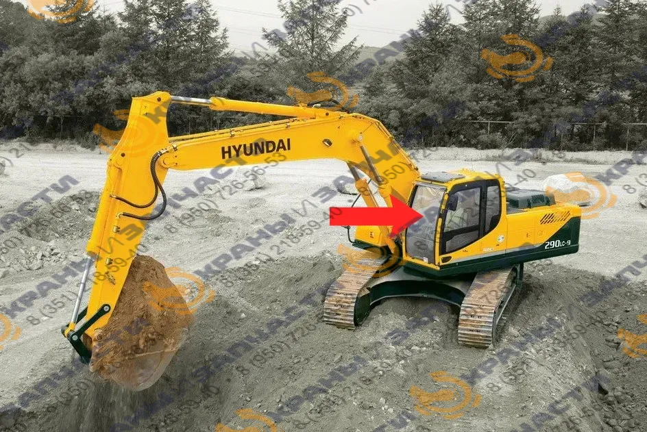 Стекло лобовое верхнее (триплекс) 71Q4-02441 для экскаватора Нуundai Robeх 210lc-9, 260lc-9, 290lc-9, 300lc-9, 330lc-9, 450lc-9, 480lc-9